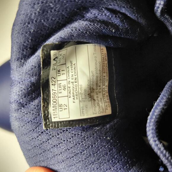 Fila Men's Athletic Sneakers - Navy Blue Size 12 - Picture 8 of 8